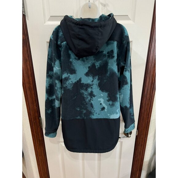 Montec Echo Hood FW20 Womens Fleece Pullover Hoodie Tie-Dye Green & Black S 100% - Picture 9 of 9